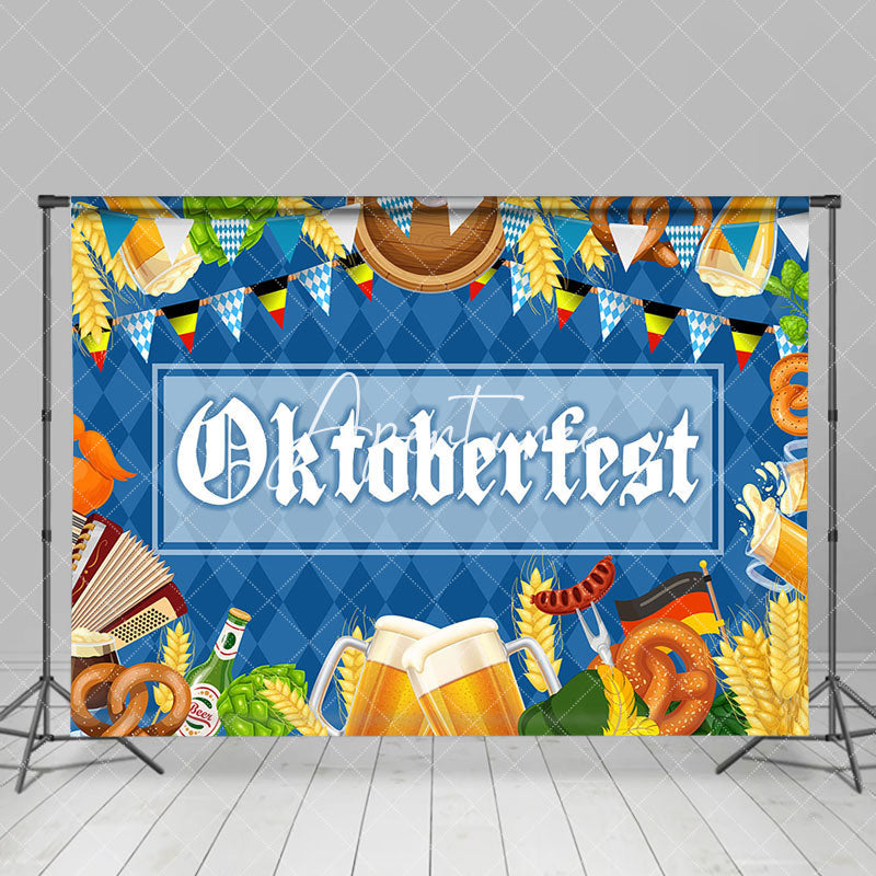 Aperturee - Blue Rhombus Beer Cereals Oktoberfest Party Backdrop