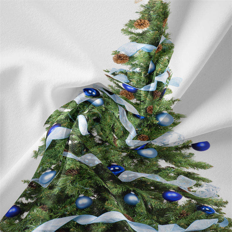 Aperturee - Blue Ribbon Christmas Tree Tapestry Wall Hanging