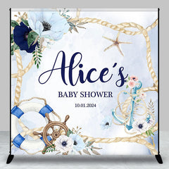 Aperturee - Blue Rope Floral Sail Custom Baby Shower Backdrop