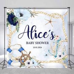 Aperturee - Blue Rope Floral Sail Custom Baby Shower Backdrop