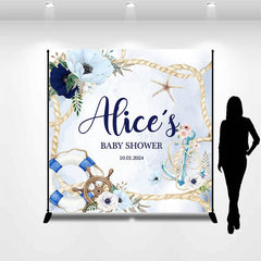 Aperturee - Blue Rope Floral Sail Custom Baby Shower Backdrop