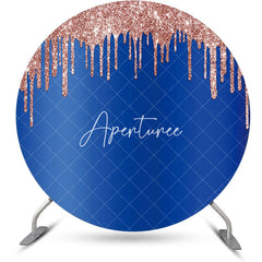 Aperturee - Blue Rose Gold Solid Color Glitters Round Backdrop