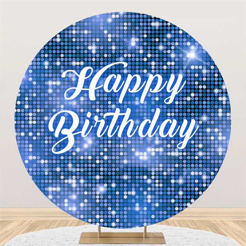 Aperturee - Blue Sequin Bokeh Sparkling Round Birthday Backdrop