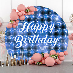 Aperturee - Blue Sequin Bokeh Sparkling Round Birthday Backdrop