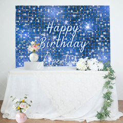 Aperturee - Blue Sequins Sparkle Happy Birthday Party Backdrop