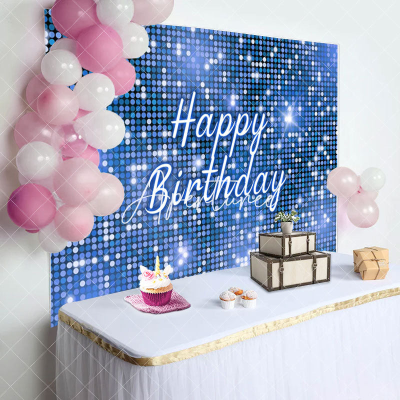 Aperturee - Blue Sequins Sparkle Happy Birthday Party Backdrop