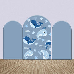 Aperturee - Blue Shells Stars Whales Birthday Arch Backdrop Kit