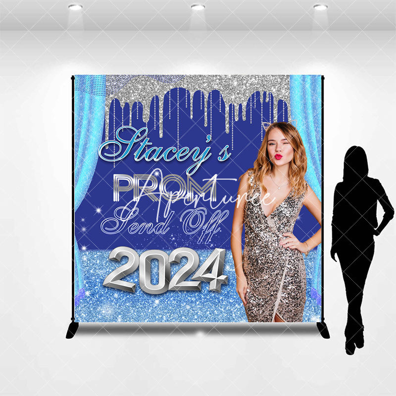 Aperturee - Blue Silver Send Off 2024 Custom Grad Party Backdrop