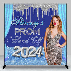 Aperturee - Blue Silver Send Off 2024 Custom Grad Party Backdrop