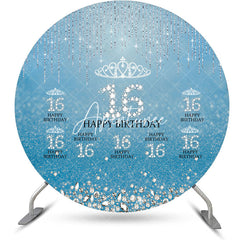 Aperturee - Blue Silver Sparkle Round 16th Birthday Backdrop