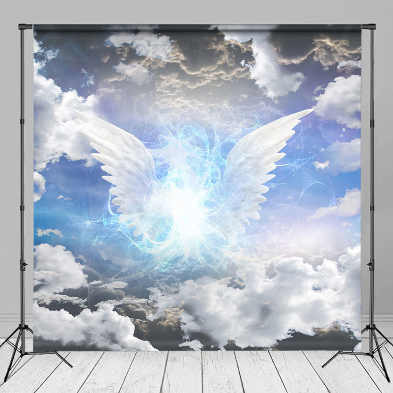 Aperturee - Blue Sky Angel Wings Holy Light Memorial Backdrop