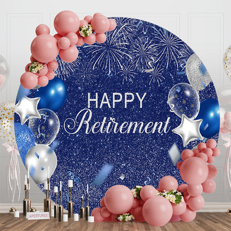 Aperturee - Blue Sky Balloon Sparkling Round Birthday Backdrop