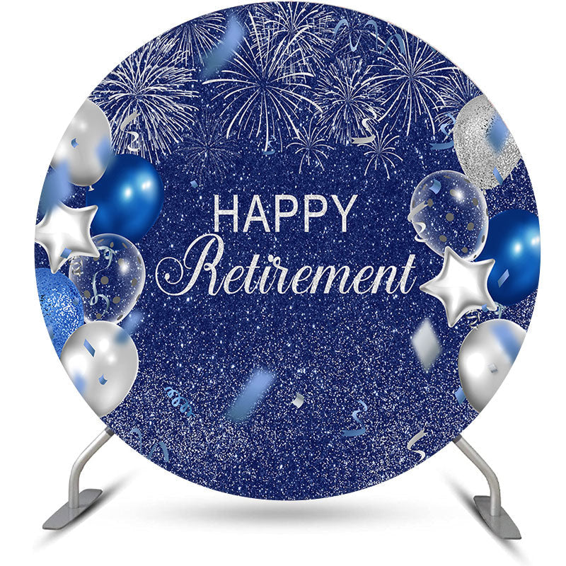 Aperturee - Blue Sky Balloon Sparkling Round Birthday Backdrop