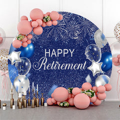 Aperturee - Blue Sky Balloon Sparkling Round Birthday Backdrop