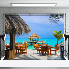 Aperturee - Blue Sky Beach Bar Summer Seaside Holiday Backdrop