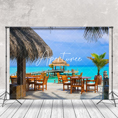 Aperturee - Blue Sky Beach Bar Summer Seaside Holiday Backdrop