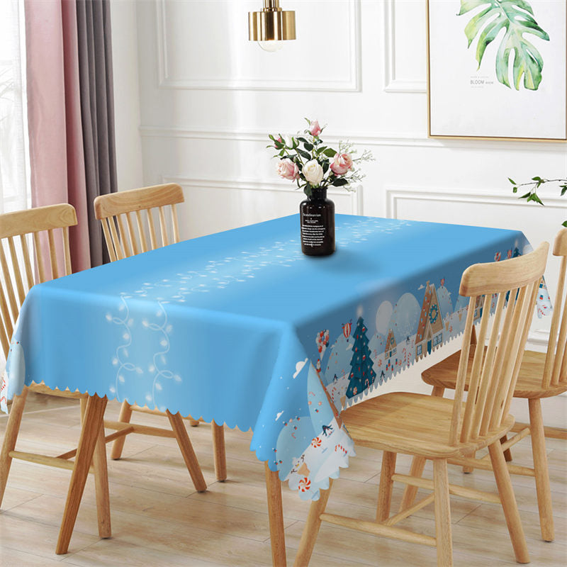 Aperturee - Blue Sky Christmas Town Santa Rectangle Tablecloth