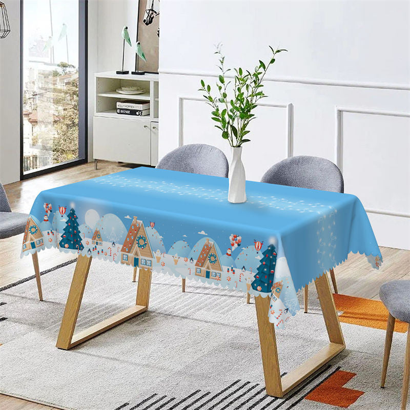 Aperturee - Blue Sky Christmas Town Santa Rectangle Tablecloth