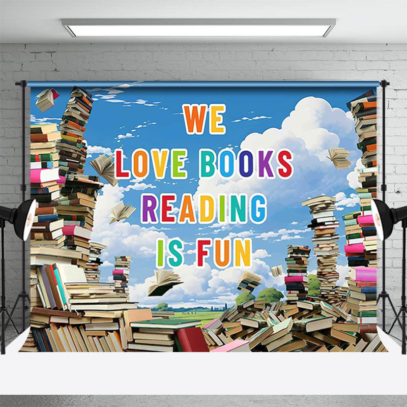 Aperturee - Blue Sky Cloud Read Is Fun World Book Day Backdrop