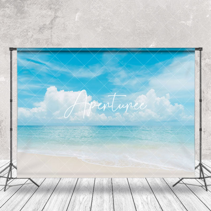 Aperturee - Blue Sky Cloud Sandy Beach Summer Photo Backdrop