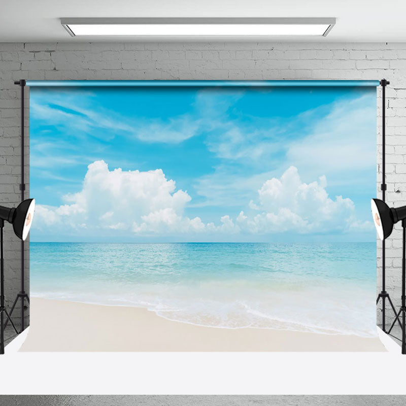 Aperturee - Blue Sky Cloud Sandy Beach Summer Photo Backdrop