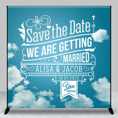 Aperturee - Blue Sky Cloud Save The Date Custom Wedding Backdrop