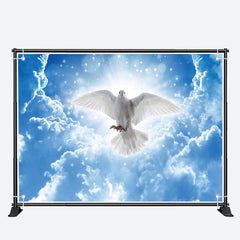 Aperturee - Blue Sky Clouds Flying White Dove Baptism Backdrop