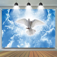 Aperturee - Blue Sky Clouds Flying White Dove Baptism Backdrop