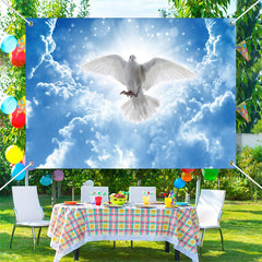 Aperturee - Blue Sky Clouds Flying White Dove Baptism Backdrop