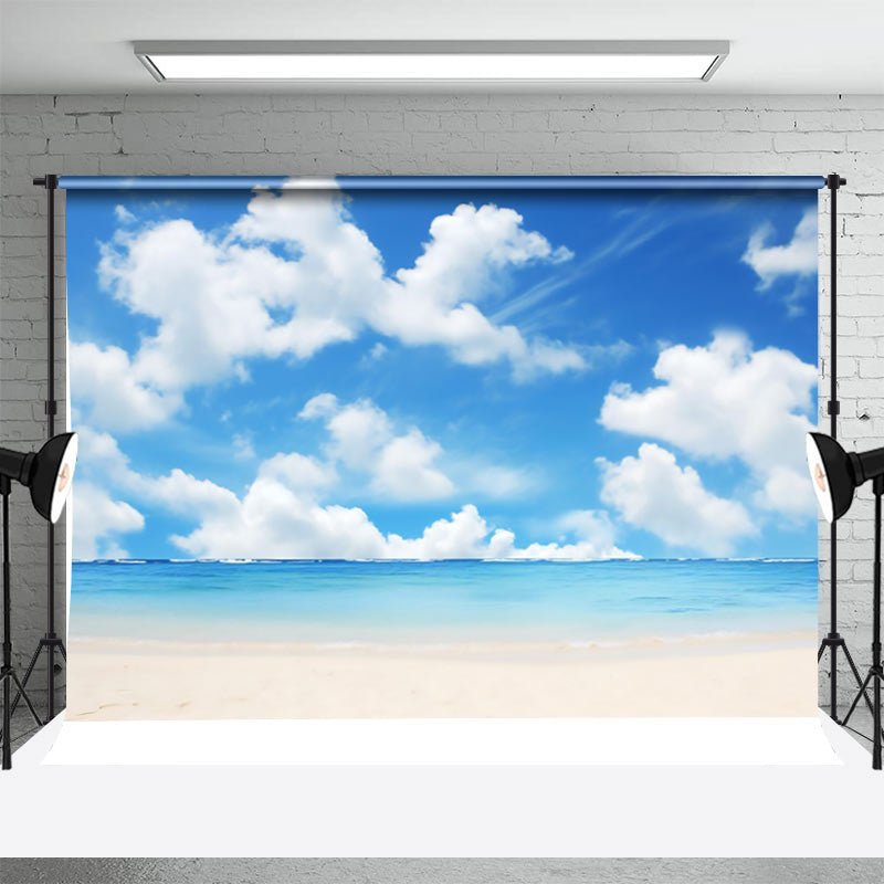 Aperturee - Blue Sky Clouds Sea Beach Photography Cloth Backdrop