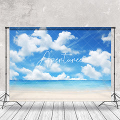 Aperturee - Blue Sky Clouds Sea Beach Photography Cloth Backdrop