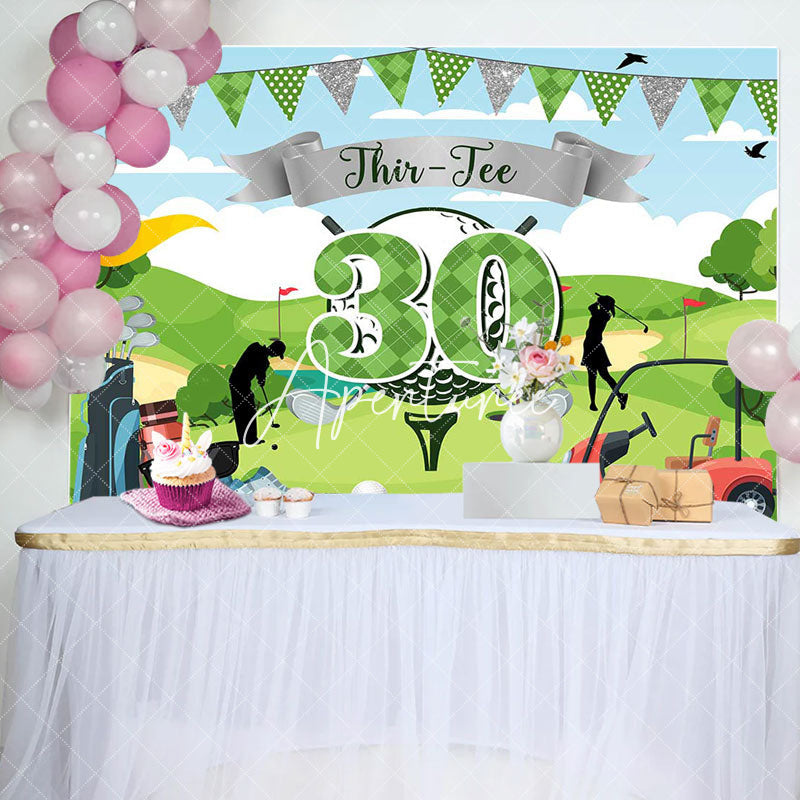 Aperturee - Blue Sky Green Golf Field Backdrop For 30th Birthday