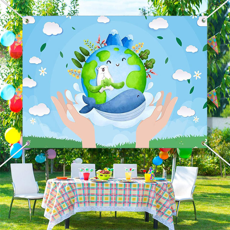 Aperturee - Blue Sky Nature Happy Earth Day Travel Theme Backdrop