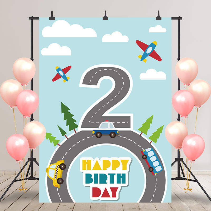 Aperturee - Blue Sky Planes Ring Road 2th Birthday Backdrop