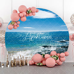 Aperturee - Blue Sky Reef Hawaii Beach Round Birthday Backdrop