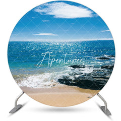 Aperturee - Blue Sky Reef Hawaii Beach Round Birthday Backdrop