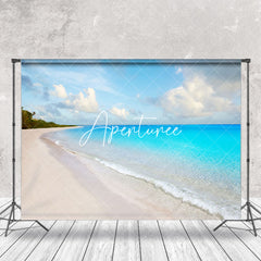 Aperturee - Blue Sky Sand Beach Coastal Backdrop For Photo Booth