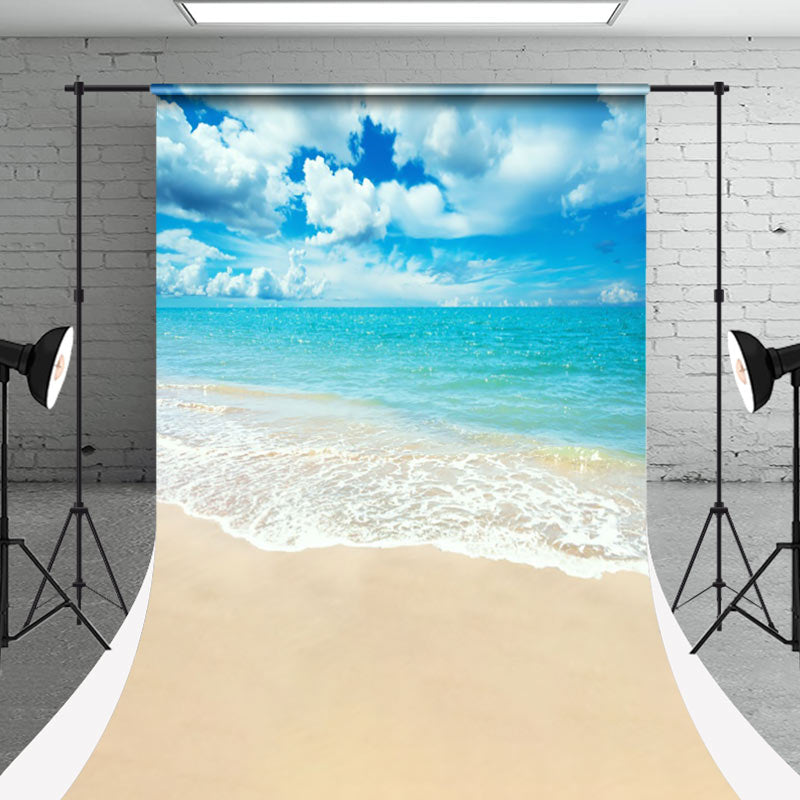 Aperturee - Blue Sky Sandy Beach Sweep Summer Coastal Backdrop