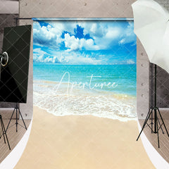 Aperturee - Blue Sky Sandy Beach Sweep Summer Coastal Backdrop