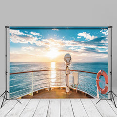 Aperturee - Blue Sky Sea Ocean Yacht Travel Spring Photo Backdrop