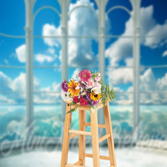 Aperturee - Blue Sky Transparent Window Summer Photo Backdrop