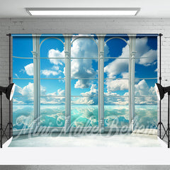 Aperturee - Blue Sky Transparent Window Summer Photo Backdrop