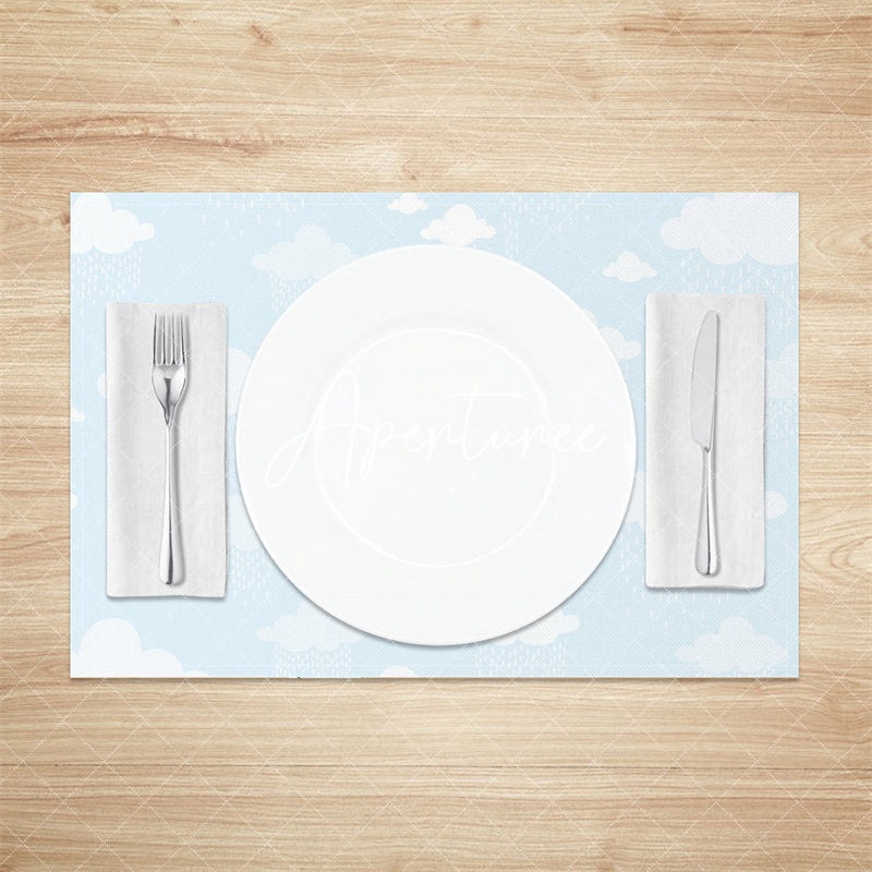 Aperturee - Blue Sky White Cloud Cute Dining Set Of 4 Placemats