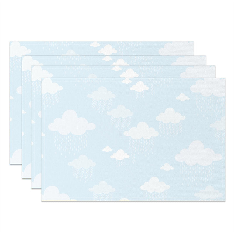 Aperturee - Blue Sky White Cloud Cute Dining Set Of 4 Placemats