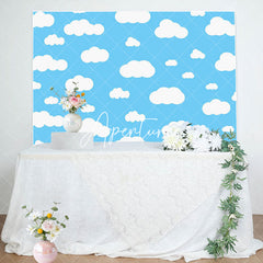 Aperturee - Blue Sky White Cloud Cute Simple Birthday Backdrop