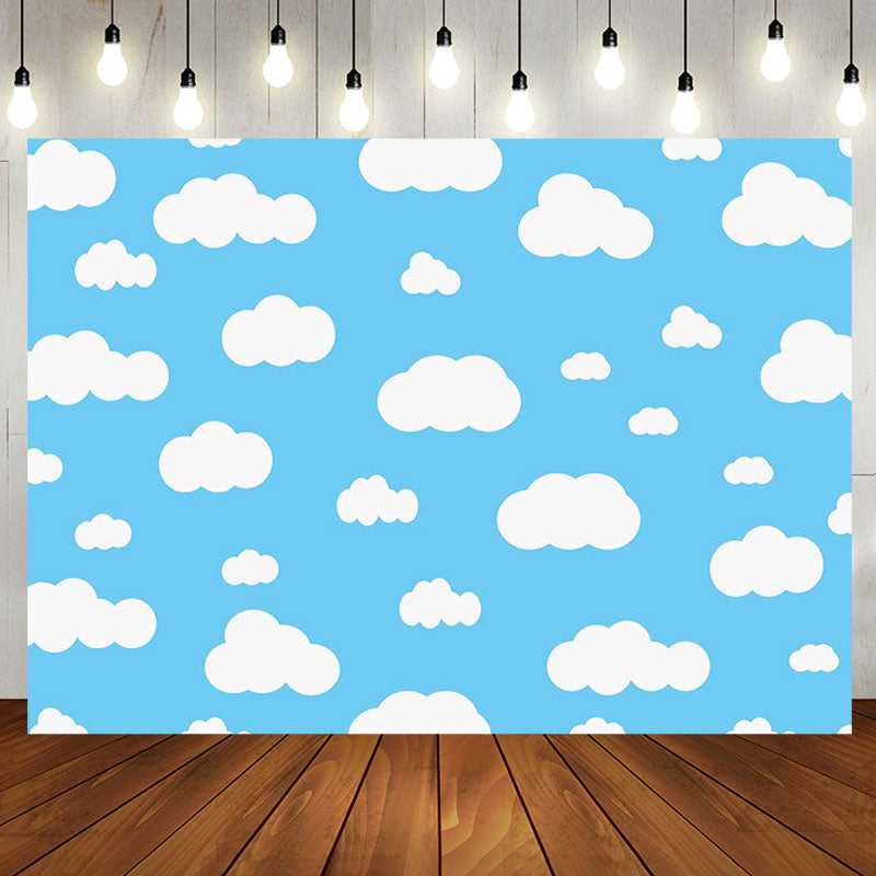 Aperturee - Blue Sky White Cloud Cute Simple Birthday Backdrop