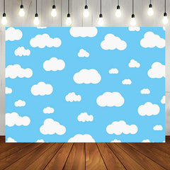 Aperturee - Blue Sky White Cloud Cute Simple Birthday Backdrop