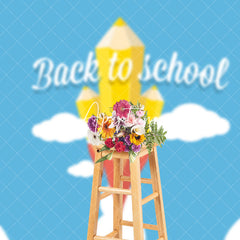 Aperturee - Blue Sky White Cloud Rocket Back To School Backdrop