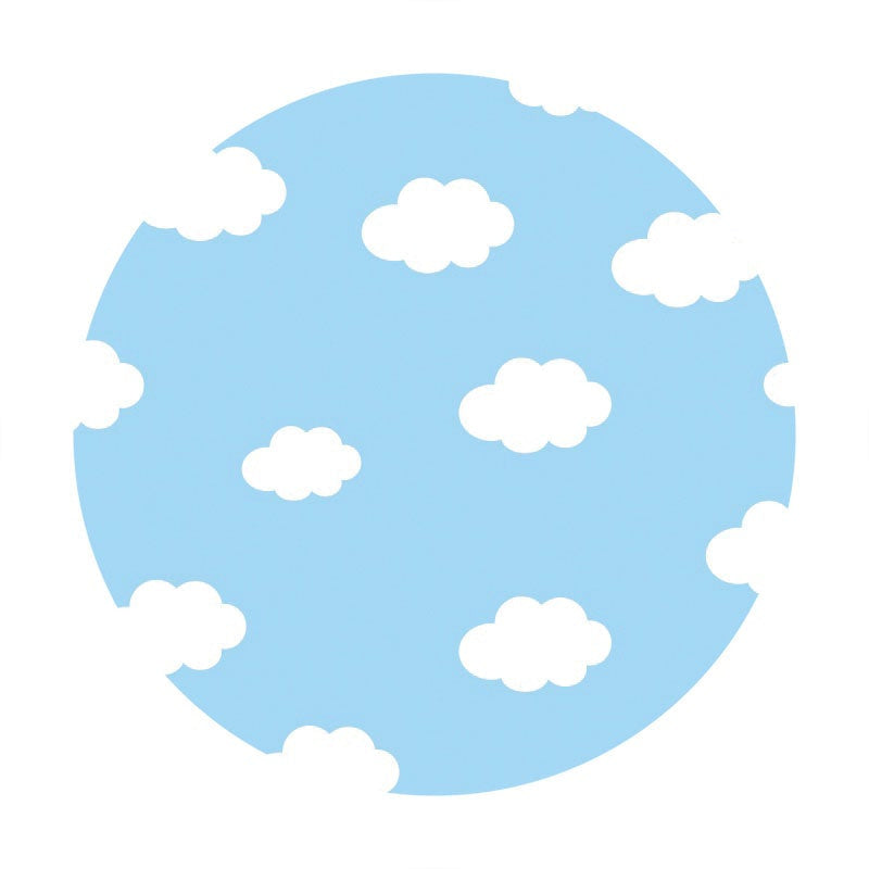 Aperturee - Blue Sky White Cloud Round Baby Shower Backdrop