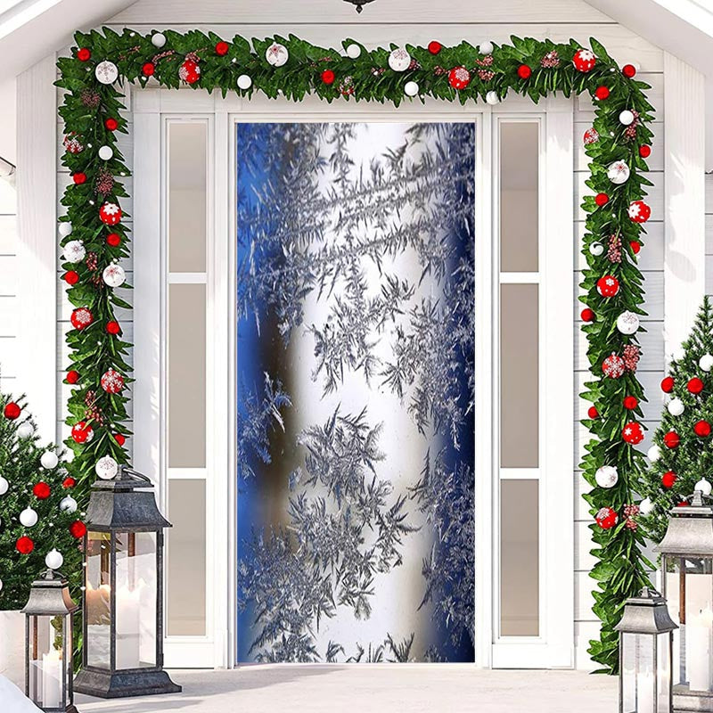 Aperturee - Blue Sliver Snowflake Simple Christmas Door Cover